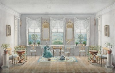 Tegnestuen i herregården Gorki, 1831 af Agrafena Dmitrievna Blagovo