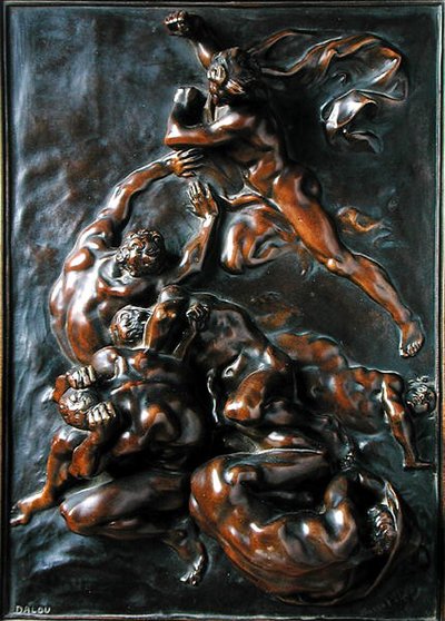 Les Chatiments (bronze patina) af Aime Jules Dalou