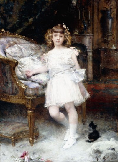 Portræt af Janine Potin med en killing, 1904 af Aimé Nicolas Morot