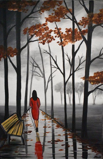 Autumn Path rød kjole af Aisha Haider