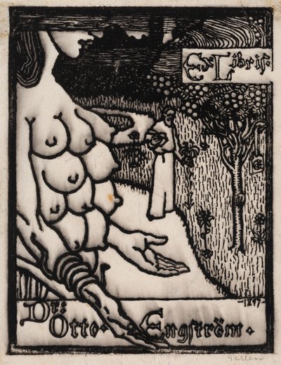 Exlibris til Dr. Otto Engström af Akseli Gallen-Kallela