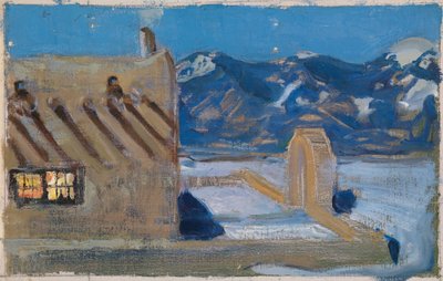 Hus i Taos i måneskin af Akseli Gallen-Kallela