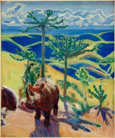 Næsehorn og Euphorbia træer af Akseli Valdemar Gallen-Kallela