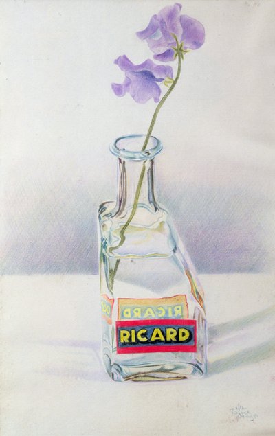 Ricard Bottle, 1981 (farvet blyant på papir) af Alan Byrne