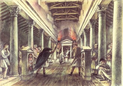 Det indre af Mithras-templet af Alan Ernest Sorrell