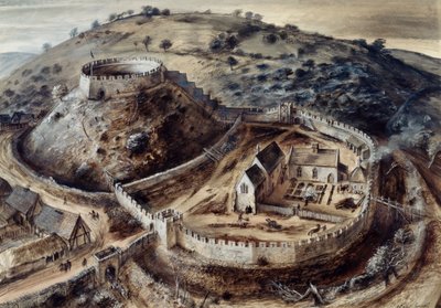 Totnes Slot, 1300-tallet, c1960
