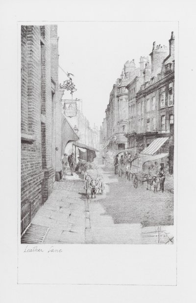 London Lanes: Leather Lane (litografi) af Alan Stapleton
