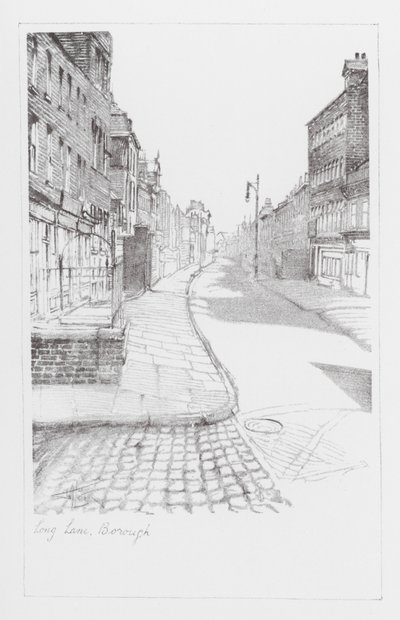 London Lanes: Long Lane, Borough (litografi) af Alan Stapleton