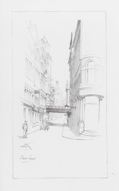 London Lanes: Shoe Lane (litografi) af Alan Stapleton