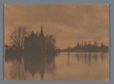 Udsigt over et landsted eller et lille slot ved vandet, Holland af Alb. Kapteijn (attributed to)