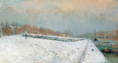 Port de Bercy, Winter (olie på lærred) af Albert Charles Lebourg