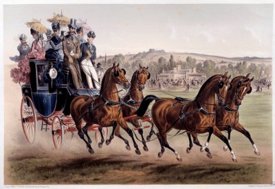 Postvogn, racernes tilbagevenden Tryk af Albert Adam (1833-?) 1800-tallets Paris, Musee Carnavalet af Albert Adam
