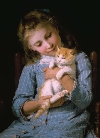 Pige med kat af Albert Anker