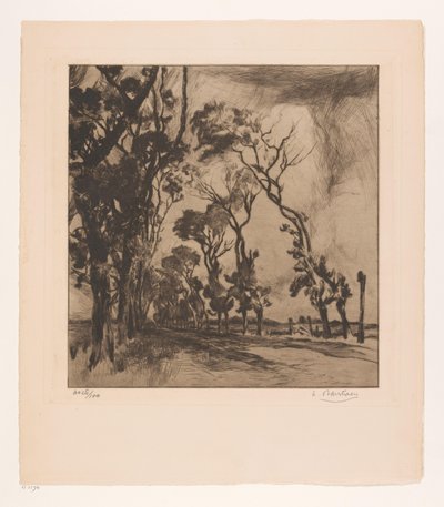 Landskab med allé mod Oostende af Albert Baertsoen (signed by artist)