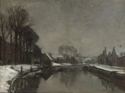 En belgisk by om vinteren, 1912 af Albert Baertsoen