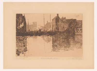 Havneudsigt i Flandern En ville Flamande, le soir (titel på objekt) af Albert Baertsoen