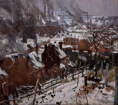 Industrielt landskab under sneen af Albert Baertsoen