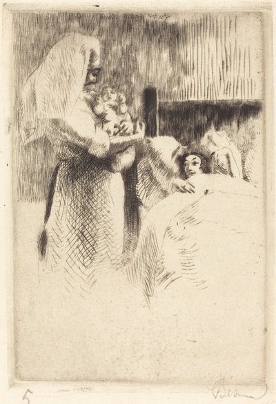 Fødselsmeddelelse for Anne-Élisabeth Besnard (Anne-Élisabeth Besnard fødselskort) af Albert Besnard