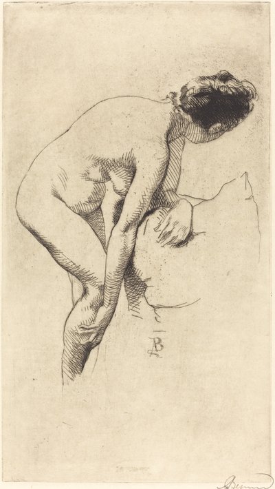 Nøgen holder hendes ben af Albert Besnard