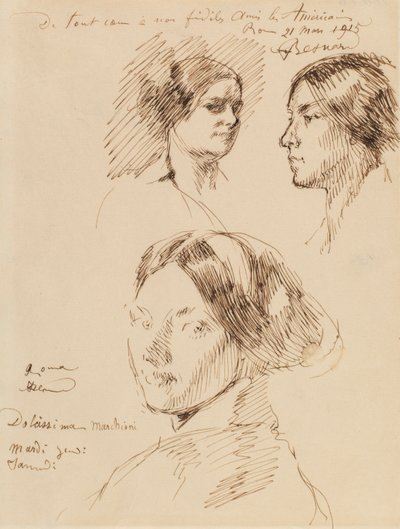 Tre portræthoveder af en kvinde af Albert Besnard
