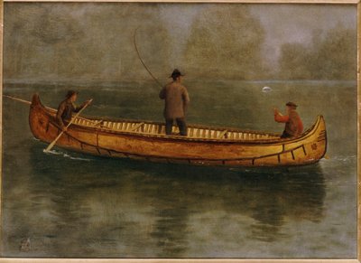 Fiskeri fra kano af Albert Bierstadt