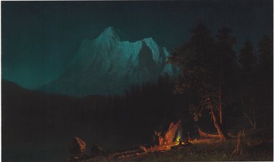 Bjerglandskab ved måneskin af Albert Bierstadt