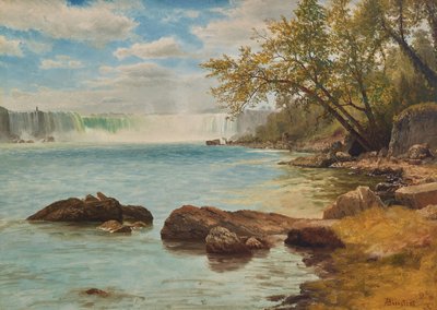 Niagara Falls med Terrapin Tower, ca. 1869 (olie på papir) af Albert Bierstadt