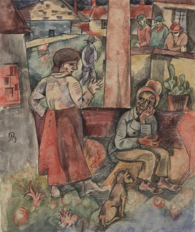 Edge of the Village; Fabrikstadt af Albert Bloch