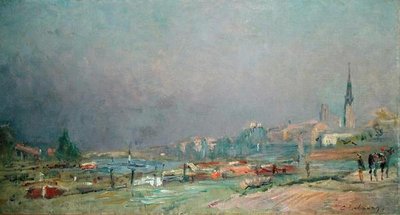 På flodbredden (olie på lærred) af Albert Charles Lebourg