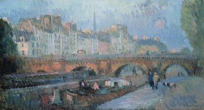 Pont Neuf og Quai de la Monnaie, Paris af Albert Charles Lebourg