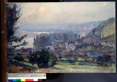 Udsigt over Vetheuil, solnedgang, 1897 af Albert Charles Lebourg