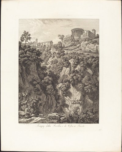 Tempj della Sibilla og Vesta i Tivoli af Albert Christoph Dies