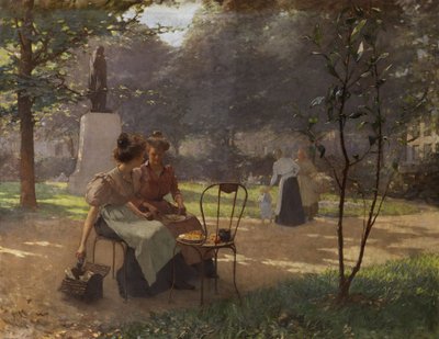 To unge piger i parken af Albert Cresswell