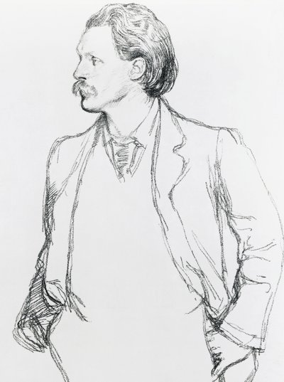 Portræt af George Gissing, engelsk romanforfatter af Albert Daniel Rutherston