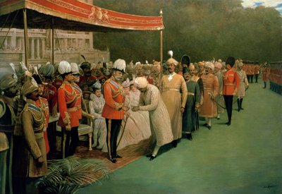 Edward VII modtager maharajaer og højtstående personer før hans kroning af Albert E. Harris