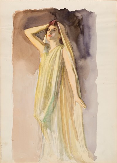 Aino Ackté som Alcestis, skitse af hele kroppen af Albert Edelfelt