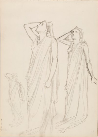 Aino Ackté som Alcestis, tre skitser af Albert Edelfelt