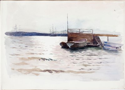 Både ved molen af Albert Edelfelt
