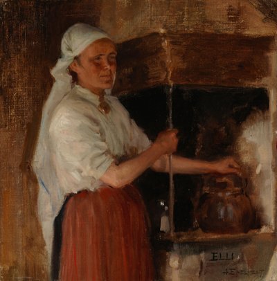 Elli Jäppinen ved komfuret, studie af Albert Edelfelt