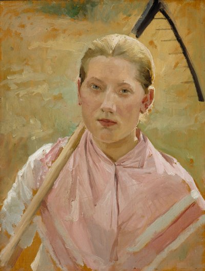 Pige med en rive, studiebillede til »August« af Albert Edelfelt