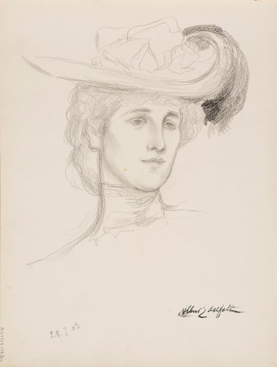 Kvinde med hat (Mme Flore Deschamps) af Albert Edelfelt