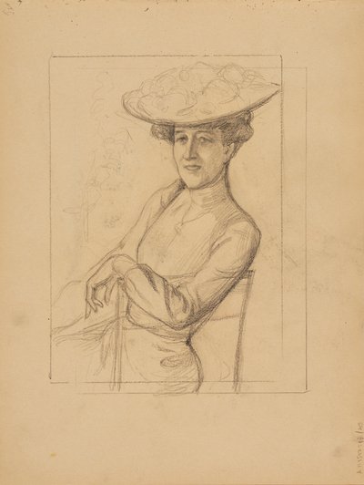 Siddende kvinde med hat af Albert Edelfelt