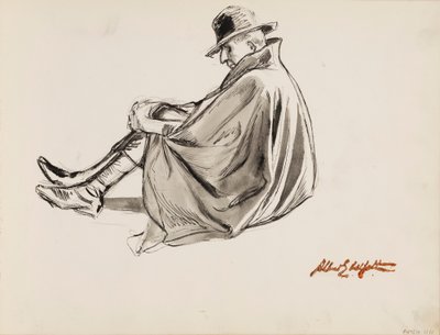 Siddende mand i kappe af Albert Edelfelt