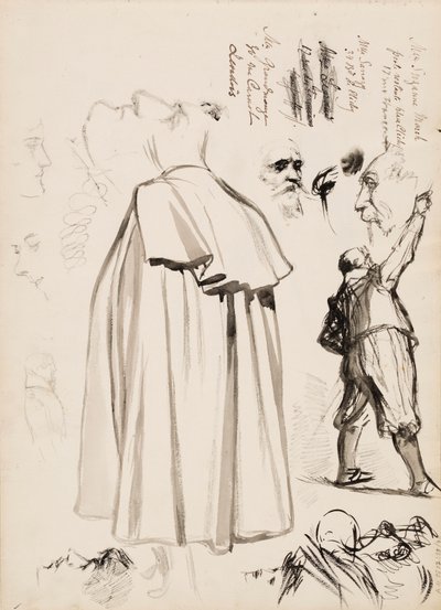 Mandlige figurer, ansigter af Albert Edelfelt