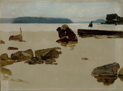 Det åbne hav ud for Haikko, studietil »Drenge, der leger på stranden« af Albert Edelfelt