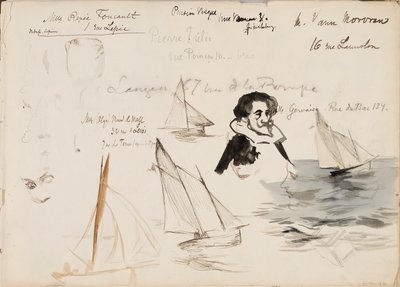 Sejlbåde og figurer af Albert Edelfelt