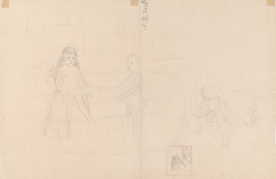 Tegning af Michael og Xenia, børn af tsar Alexander III af Albert Edelfelt
