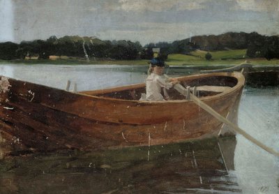 Kunstnerens søster Berta i en robåd, studie af Albert Edelfelt