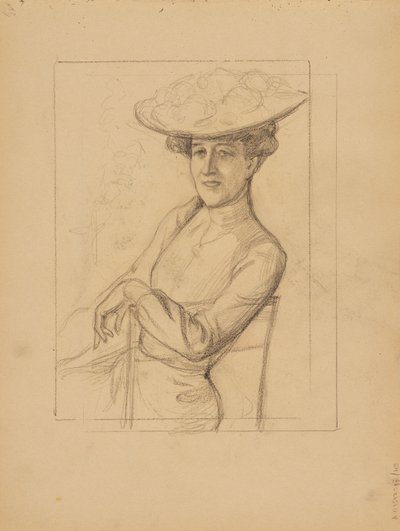 Siddende kvinde med hat af Albert Edelfelt