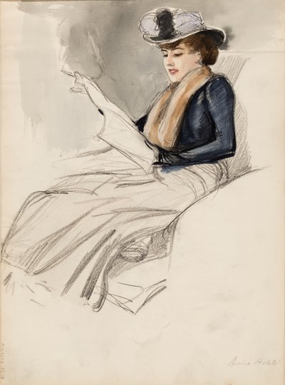 Siddende kvinde, Aino Ackté af Albert Edelfelt